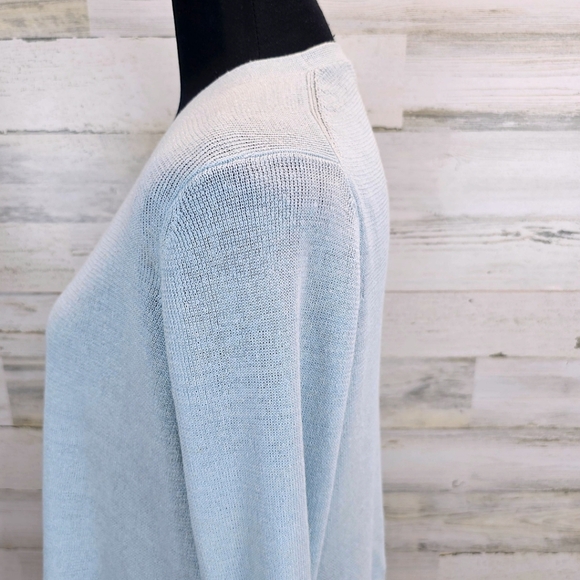 Eileen Fisher Womens Organic Linen Blend Open Front K It Cardigan XS Light Blue - Picture 10 of 13